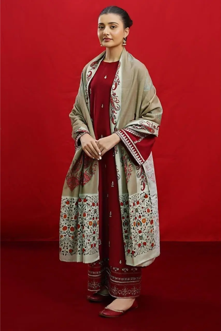 Urge - Dhanak 3-Piece Unstitched Embroidered Suit