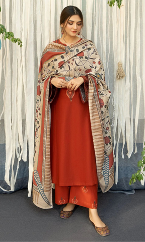 URGE - 3PC (Unstitched) Embroidered Dhanak Suit