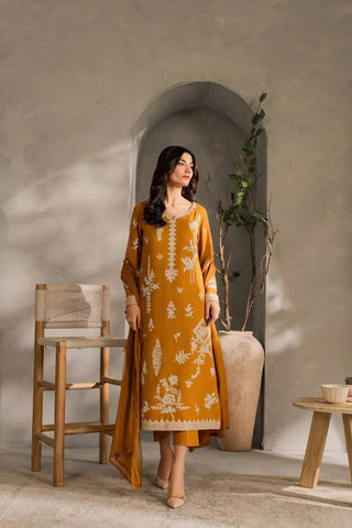 Rumi - Dhanak 3-Piece Unstitched Embroidered Suit