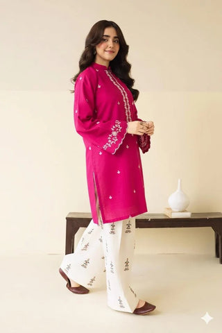 Peezwan Premium Luxury Lawn Unstitched 2-Piece Heavy Embroidered Suit pink