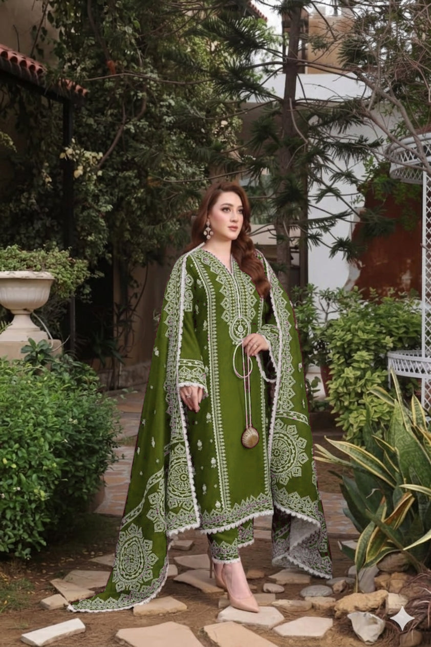 Embroidered 3pc Aneela's-Black