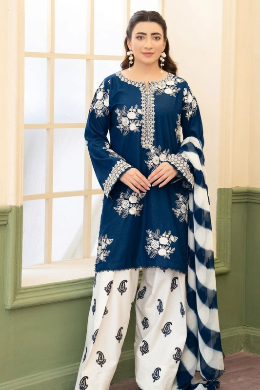 Zara Shahjahan - 3PC Unstitched Dhanak Embroidered Suit