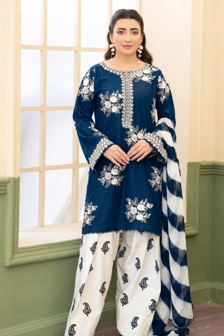 Zara Shahjahan - 3PC Unstitched Dhanak Embroidered Suit
