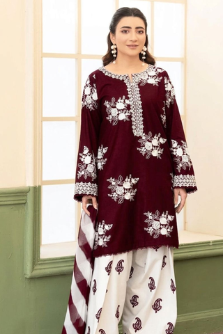 Zara Shahjahan - 3PC Unstitched Dhanak Embroidered Suit