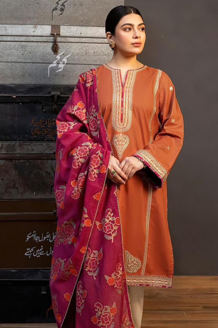 Coco By Zara Shahjahan - Dhanak 3-Piece Unstitched Embroidered Suit
