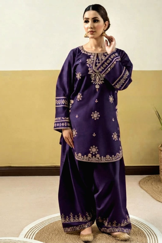 URGE- Unstitched 2 Piece Embroidered Dhanak Suit