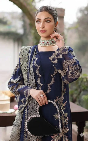 KAHF - Dhanak 3-Piece Unstitched Embroidered Suit