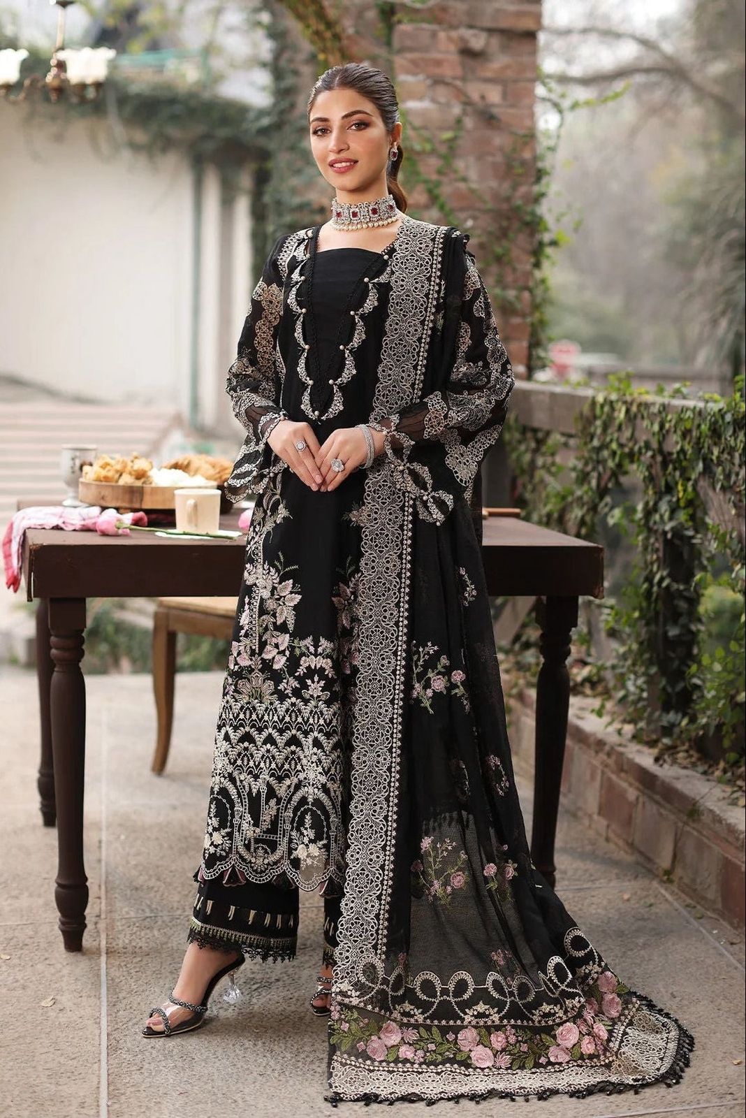 KAHF - Dhanak 3-Piece Unstitched Embroidered Suit