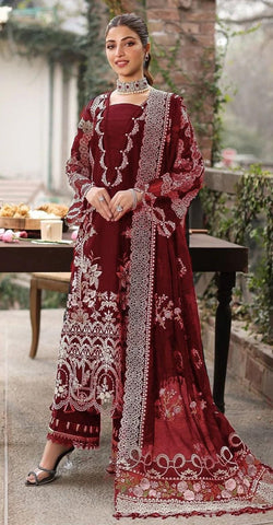 KAHF - Dhanak 3-Piece Unstitched Embroidered Suit