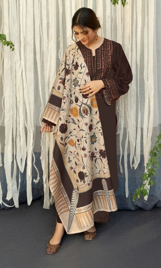 Urge - Dhanak 3-Piece Unstitched Embroidered Suit