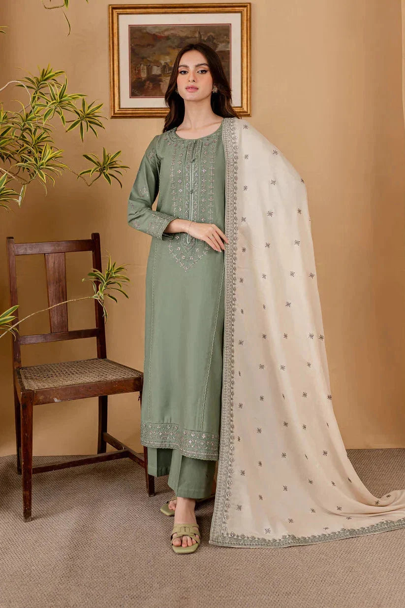 Batik - Dhanak 3-Piece Unstitched Embroidered Suit