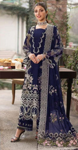 KAHF - Dhanak 3-Piece Unstitched Embroidered Suit