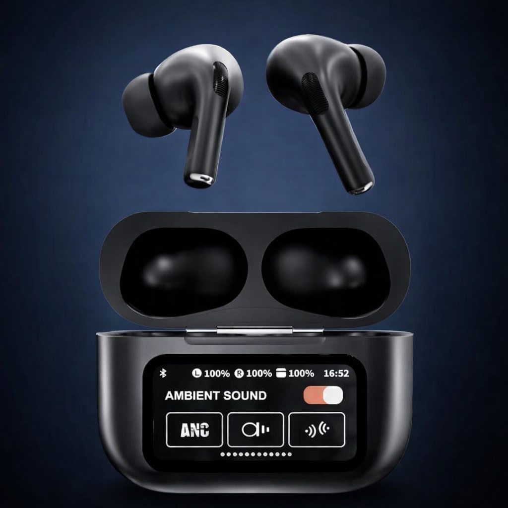 Premium Black Display AirPods – Stylish Wireless Earbuds with LED Display Case
