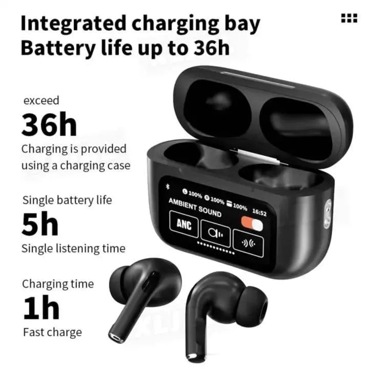 Premium Black Display AirPods – Stylish Wireless Earbuds with LED Display Case
