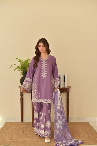 Zara Shahjahan - Dhanak 3-Piece Unstitched Embroidered Suit