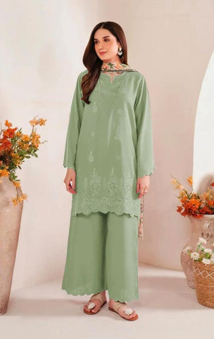 Sapphire - Dhanak 3-Piece Unstitched Embroidered Suit
