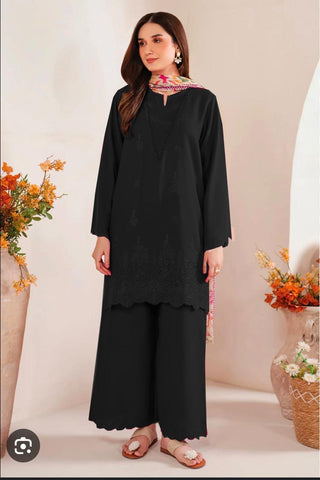 Sapphire - Dhanak 3-Piece Unstitched Embroidered Suit